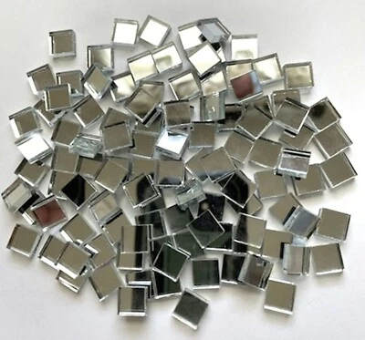 SILVER MIRROR Glass Mosaic Tile Pieces - 50 tiles - 3/8 inch - 10 mm - Image 1 of 4