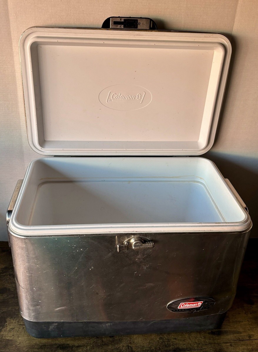 Coleman ヴィンテージ パーコレーター Coleman Stainless Steel Belted Chrome Cooler Ice Chest Model 6150