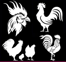 Rooster Hen Collection Vinyl Decal Car Window Tumbler Laptop Tablet Notebook