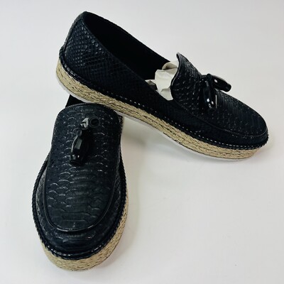 Chekich Men's Tassel Loafers Slip-on Shoes Black Size 7.5