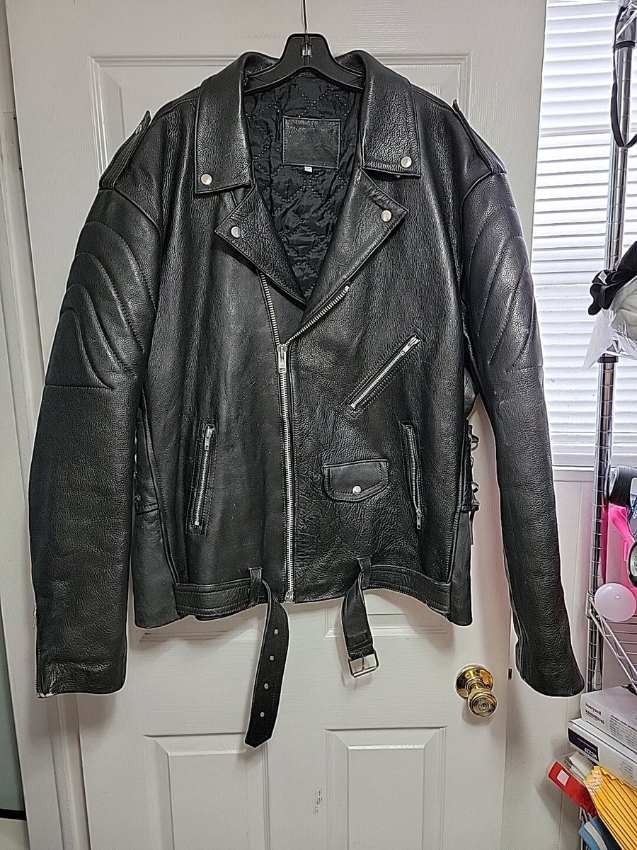 Vintage Harley Davidson Mens Black Leather Motorcycle Jacket Sz 50