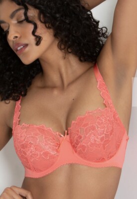 BNWT LEPEL FIORE FULL CUP BRA CORAL 32E & 3 pk thong set size 12 (2746)