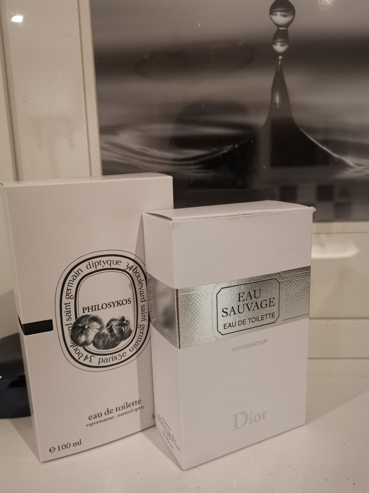 Designer Perfume Boxes x2 Diptyque Philosykos & Dior Eau Sauvage White Empty