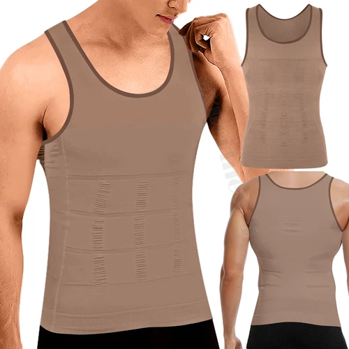 Chaleco tonificante modelador corporal ultra duradero compresión ropa interior delgada camisa gimnasio para hombre - Imagen 20 de 23