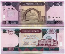 2022 Afghanistan 100 Afganis  DOLLARS BANKNOTE CURRENCY UNC