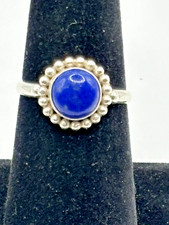 Vintage sterling silver blue lapis ring size 6.75 Stamped FAS 2.6 Grams R196 