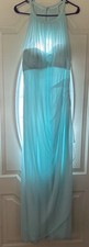 Davids Bridal Dress  Bridesmaid See Through Halter Rouched Back Layers Mint Aqua