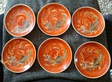Dragonware Plates. Set Of 6 small, Hand Painted. Made In Japan.
