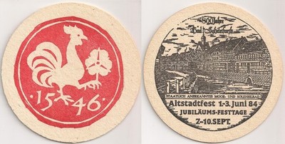 Gilde, Hannover - alter Bierdeckel ''800 Jahre Bad Salzdetfurth - Altstadtfest 84