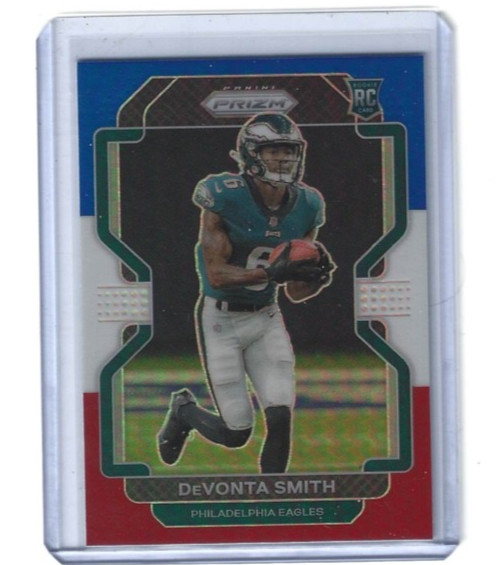 2021 Panini Prizm DeVonta Smith Red White & Blue Prizm Rookie RC #335 Eagles