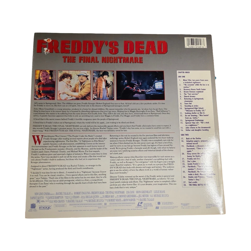 Freddy's Dead The Final Nightmare in 3-D W/ 3X-3-D Glasses (1992) Laserdisc LD - Image 2 of 4
