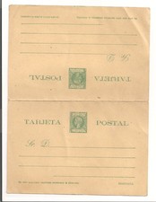 #A1406 Puerto Rico 1898 Tarjeta Postal/ Post reply Card Double King Alfonso XIII