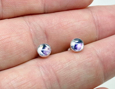 Ohrstecker Sterlingsilber Castleton Blue John 5 mm #4
