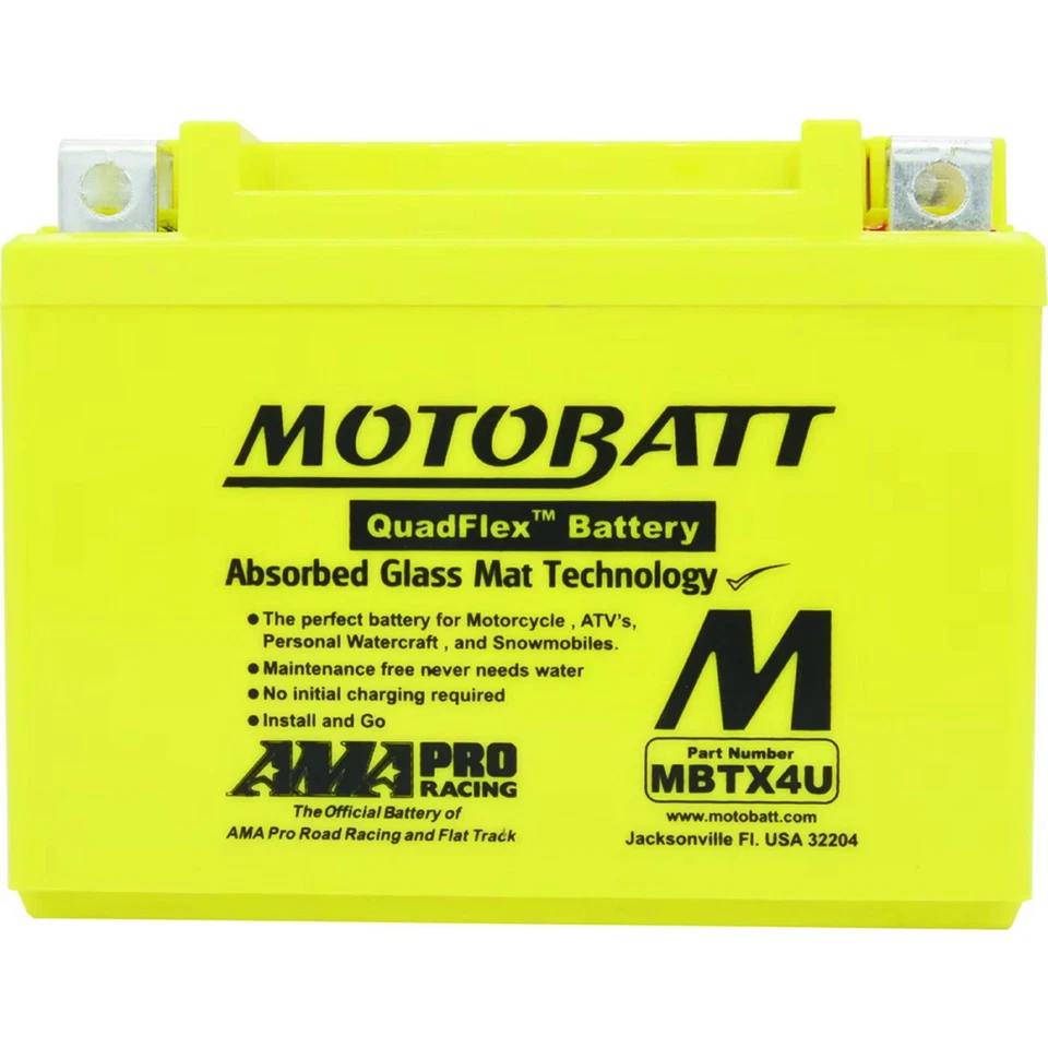 Motobatt Battery For Yamaha CW50 Zuma ll 50cc 97-01 YB4L-B YT4L-BS YTX4L-BS - Image 2 of 4