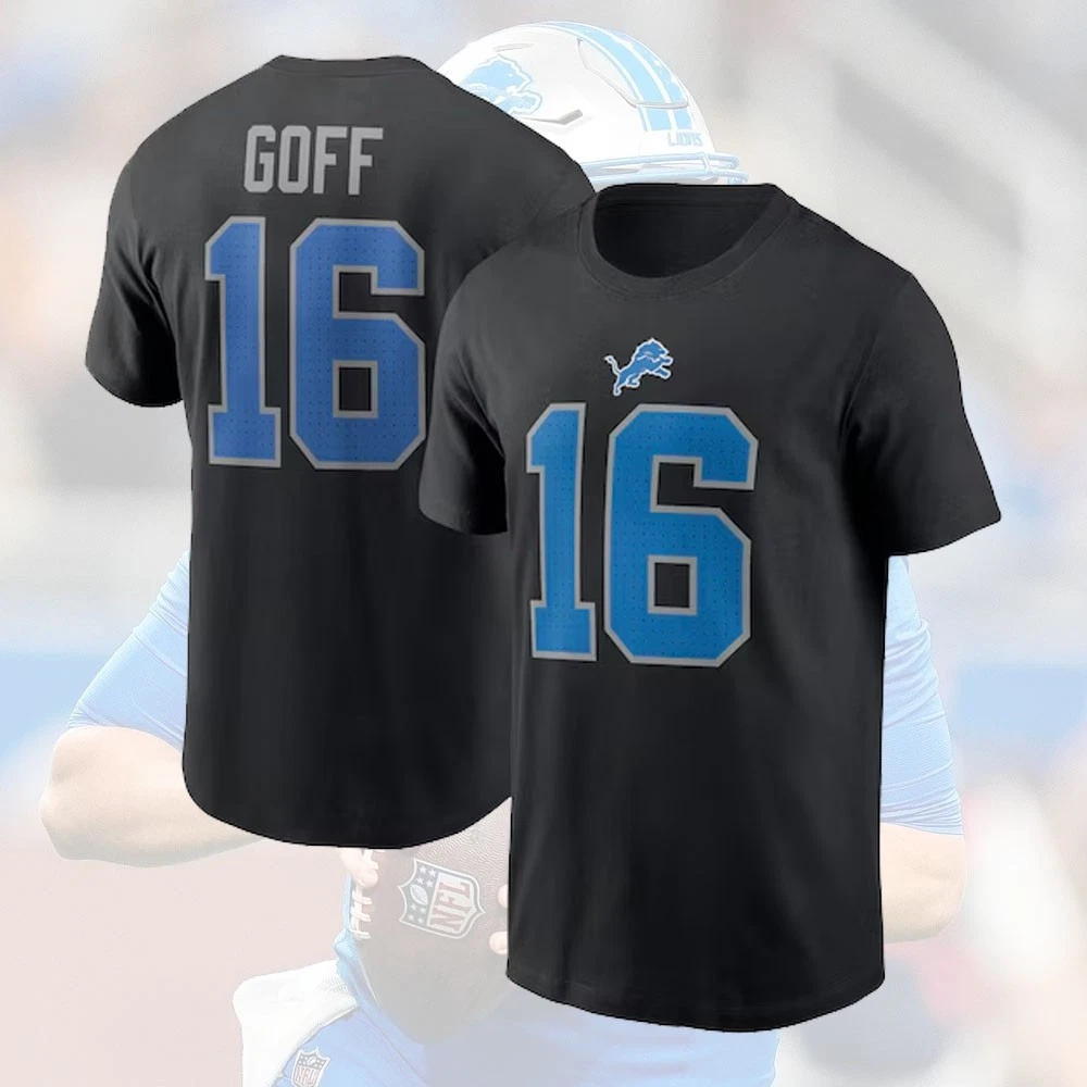 Jared Goff #16  Detroit Team Name and Number Player 2025 Gift For Fan
