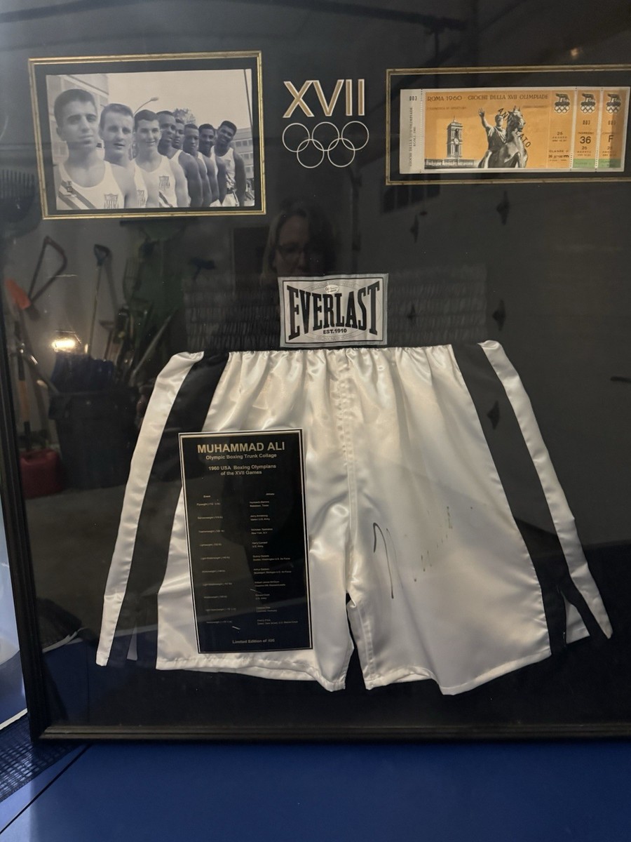 Muhammad Ali Signed Everlast Boxing Shorts Framed Collage 1960