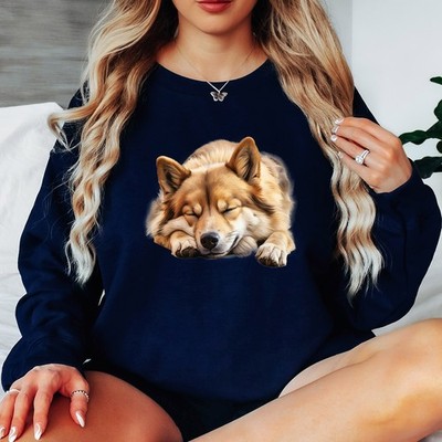 Schlafender Hund Hundeliebhaber Tiere Damen Sweatshirt Kuschelig Grafik Pullover