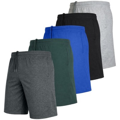 5-PACK Men s Lounge Shorts Cotton Blend & Elastic Waist (Sizes- S-3XL) Free Ship