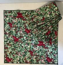Vintage Hand Sewn Set 10 Christmas Cardinal Fabric Dinner Luncheon Napkins 16x16