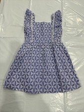 Janie and Jack Eyelet Petal Dress Girls 10 Periwinkle Cotton Cutwork Trim CEB245