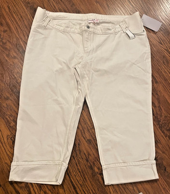 Ingred & Isabel Size 18 Maternity Cream Tan Cropped Capri Inseam 24.5'' NWT