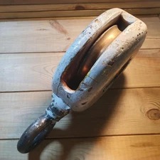 Vintage Wooden Block  Royal Navy Nautical Seamanship Lifting Garden Prop Tackle