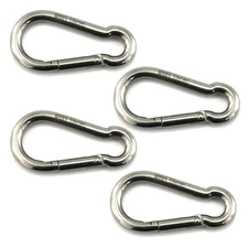 4 Pack-3.16" Stainless Steel Spring Snap Hooks Carabiner Clips Heavy Duty