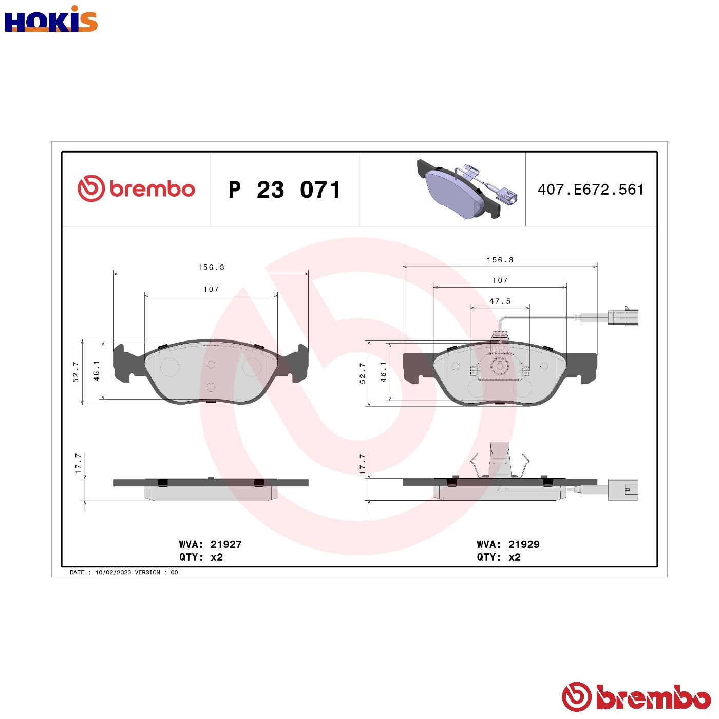Brake pads P 23 071 BREMBO for ALFA ROMEO 145 146 GTV SPIDER - Image 10