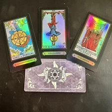 Unique Black Holographic Art 78 Tarot Cards Desk English Spanish Oracle Pouch