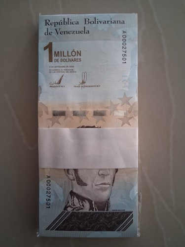 100 PZ Pacchetto UNC 1.000.000 UN MILIONE DI BOLIVAR 2020 Venezuela prefisso A - Foto 3 di 8