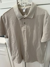 Calvin Klein Men's Short Sleeve Unbleached Large Polo Shirt Beige Quality NWT