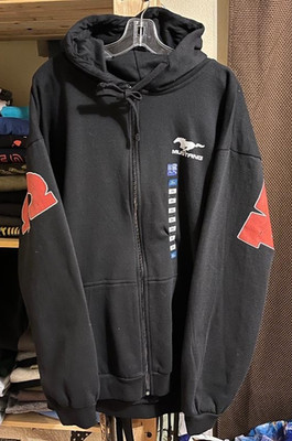 Ford Mustang Classic Logo Full-Zip Hoodie Black Men s 2XL New Big Back Lettering