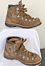 Women Vintage Vasque Hiking Boots Vibram Soles Brown Suede Leather Red Laces 5M