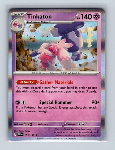 Tinkaton 105/193 Rare Paldea Evolved Pokemon Holo Lightly Played