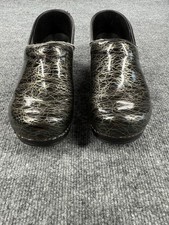 Dansko Women  s Size 10 Black Gold Leather Clogs Nurse Shoes Slip-On