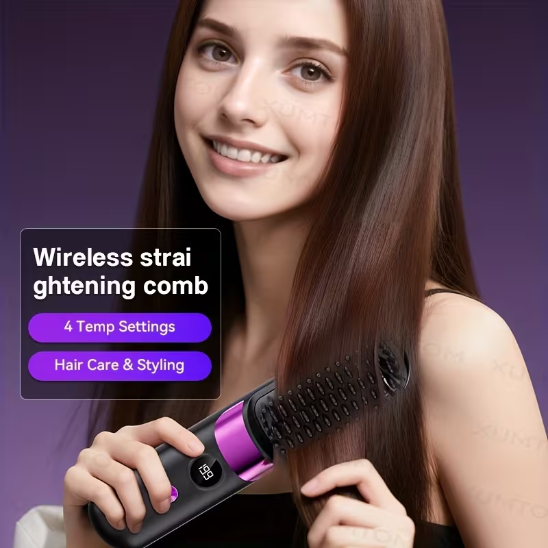 Multifunctional Hair Straightener Brush Curling Iron