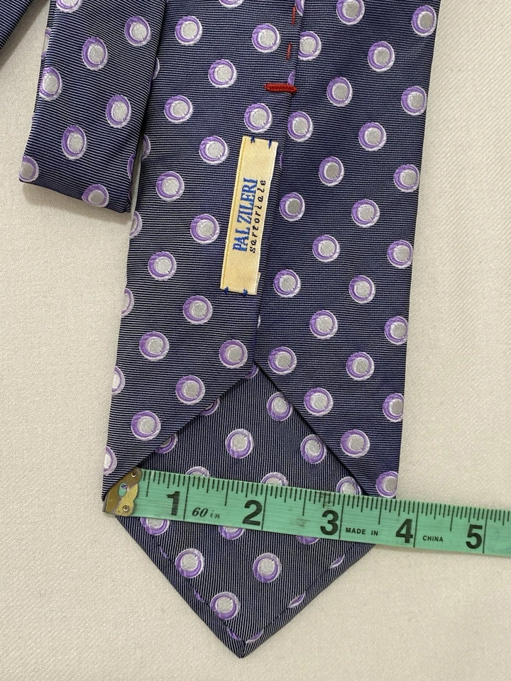 PAL ZILERI. Серый шелковый галстук. Узор в горошек. M в Италии. Ex Con - Изображение 2 из 3