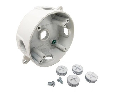 Sealproof 5 Hole 1/2-Inch Holes Weatherproof Round Electrical Outlet White 