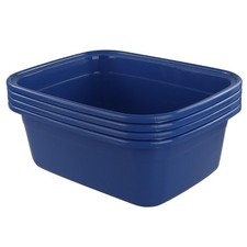 Morcte 4-Pack 16 Quart Plastic Wash Basin Dish Pan - Blue