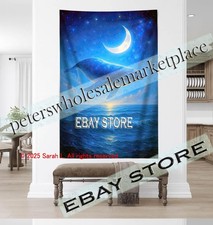 Whale Ocean Wall Tapestry night hanging large print 59X82 in