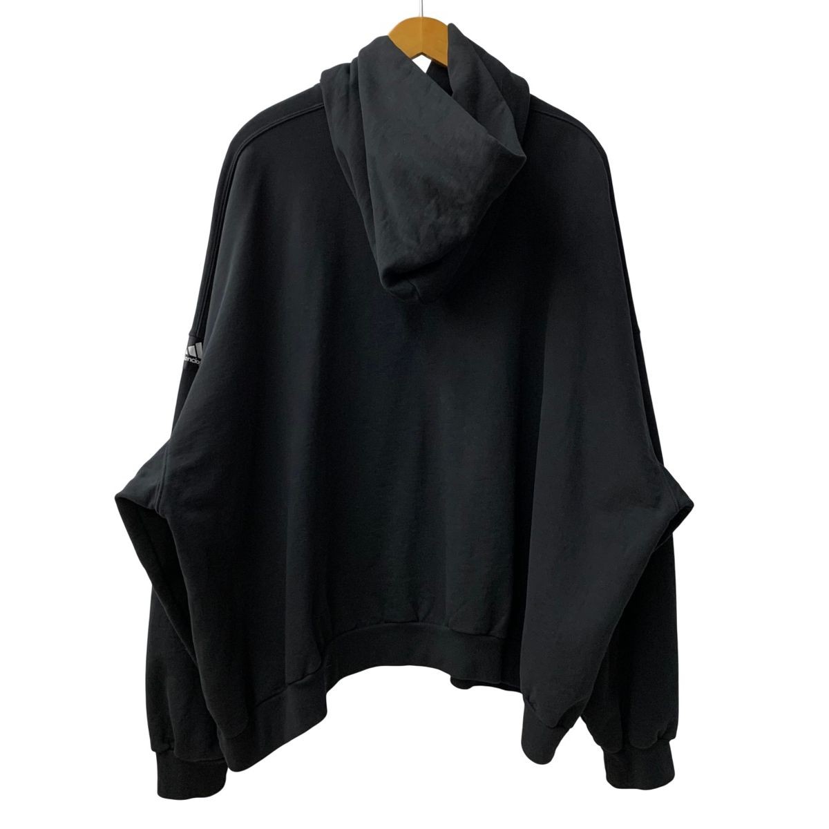 Balenciaga x Adidas Embroidered Logo Hoodie Black 2 XL Used From Japan thumbnail 2