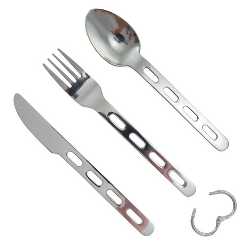 OUTDOOR Campingbesteck Set 3tlg. Edelstahl Outdoor Feld Besteck Essbesteck 103 g - Bild 2 von 3