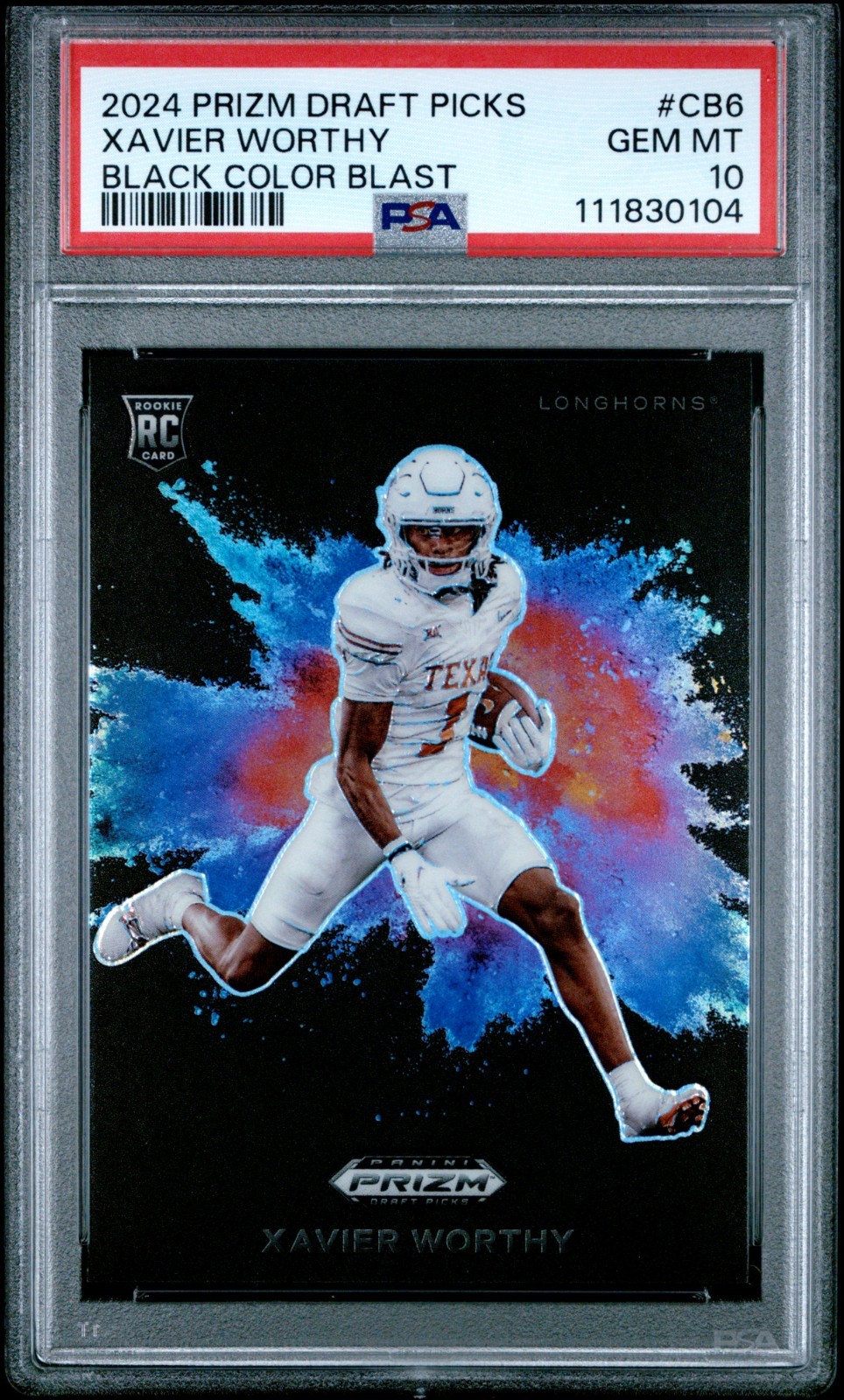 2024 PANINI PRIZM DRAFT PICKS BLACK COLOR BLAST XAVIER WORTHY PSA 10
