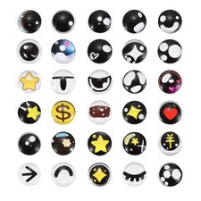 100Pcs 16 mm Glass Cabochon Eyes, Blue/Black/White/Yellow/Red 212 