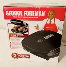 NICE NIB GEORGE FOREMAN CHAMP GRILL BLACK GR10B NEW IN PACKAGE