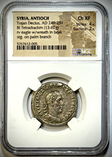 249-251 AD Trajan Decius - SYRIA, ANTIOCH- 4 Drachms - NGC Ch XF St: 4/5 Su: 2/5