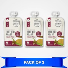 Pack of 3 - Serenity Kids Baby Food Pouch - Beef Pot Roast with Bone Broth, 3.5