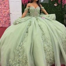 Sage Quinceanera Dresses Off Shoulder Princess with Bow Sweet 15 16 Ball Gowns