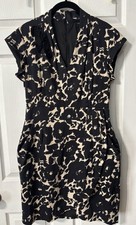 Just Taylor Black Cream Floral Dress W/pockets Size 12 Stretch Party Cocktail