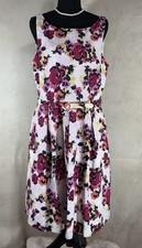 Sz 12 Loft Floral Print Belted Dress